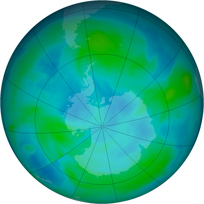 Antarctic ozone map for 19 February 2013